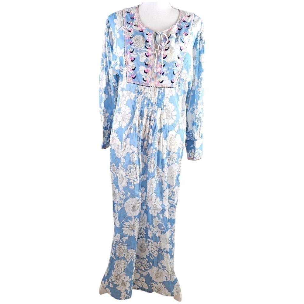 Anik Batik Anthropologie Peony Embroidered Floral Maxi Dress in S - Picture 4 of 11